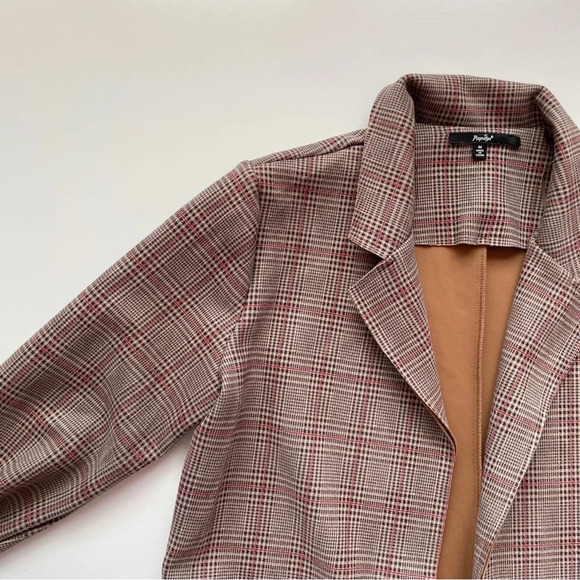 Papaya Plaid Open Front Tan Neutral Coat for Fall Size Medium - Picture 5 of 14